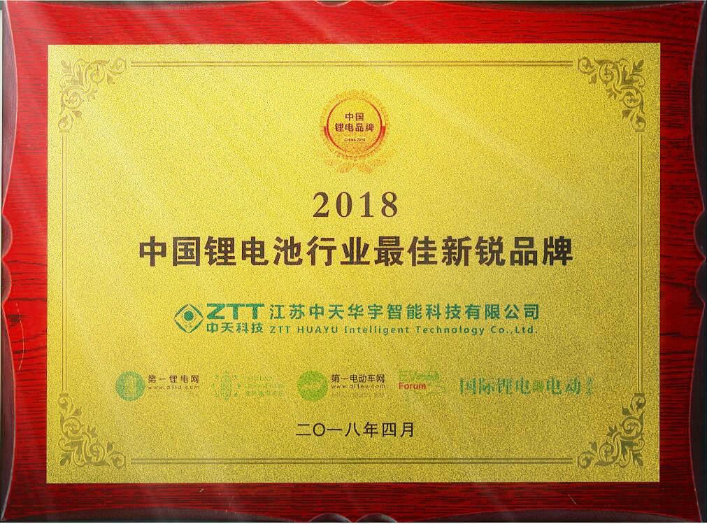 2018年中国锂电池行业最佳新锐品牌